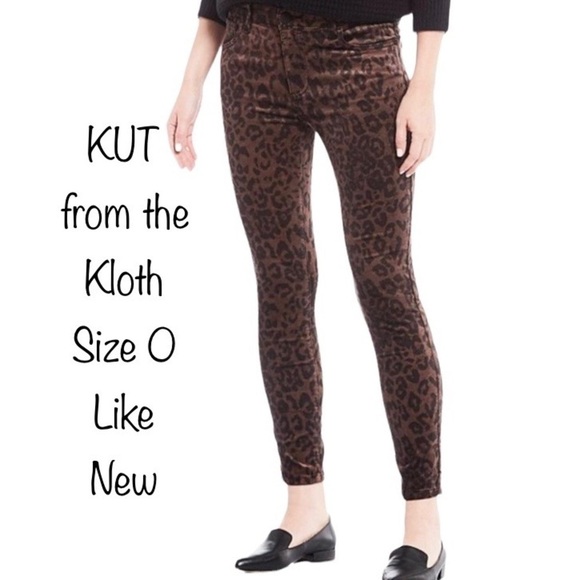 🖤leopard Jeans🖤 Connie High Rise Ankle Skinny By KUT From The Kloth - Picture 1 of 5